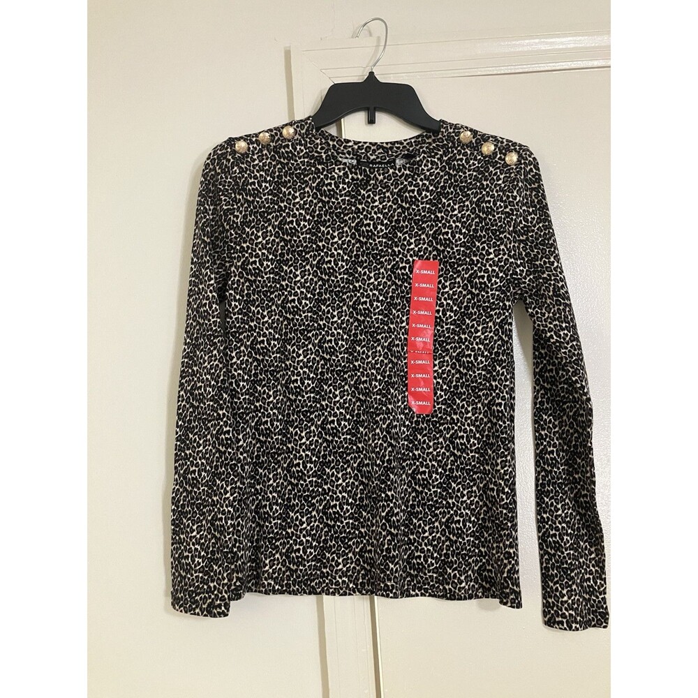 Rafaella Women's Long Sleeve Tee XS Animal Print Top Casual Stretch Shirt